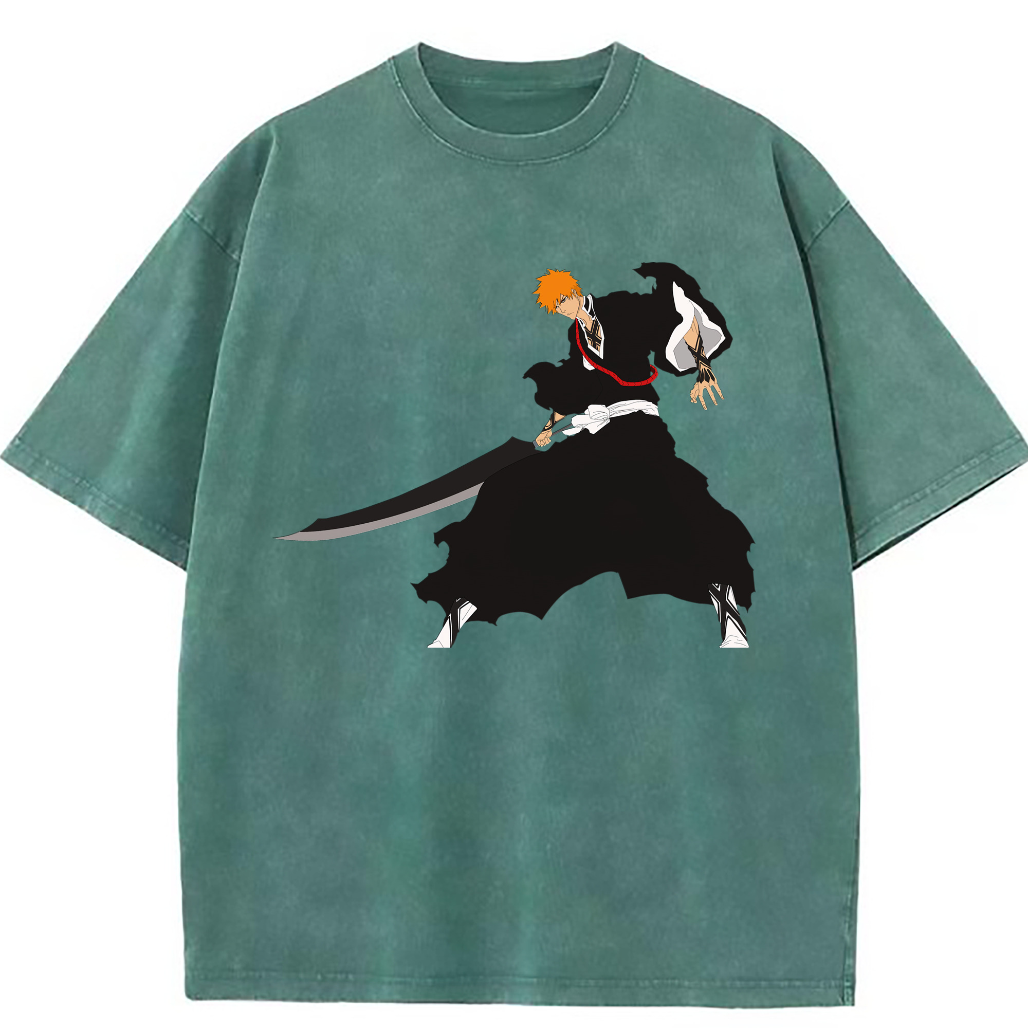 （画像用） ブリーチ 黒崎一護（くろさき いちご）BLEACH Kurosaki Ichigo 綿100% ヴィンテージ風 半袖Tシャツ（フロントプリント）